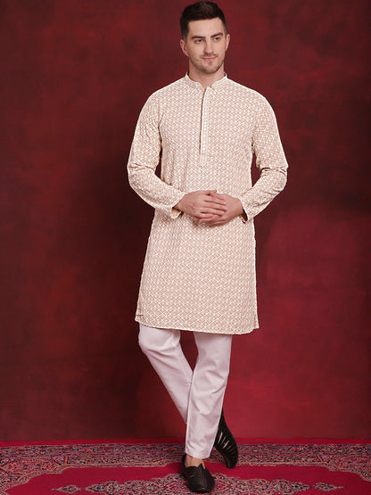 Sequin Embroidered Pure Cotton Kurta With Pyjamas