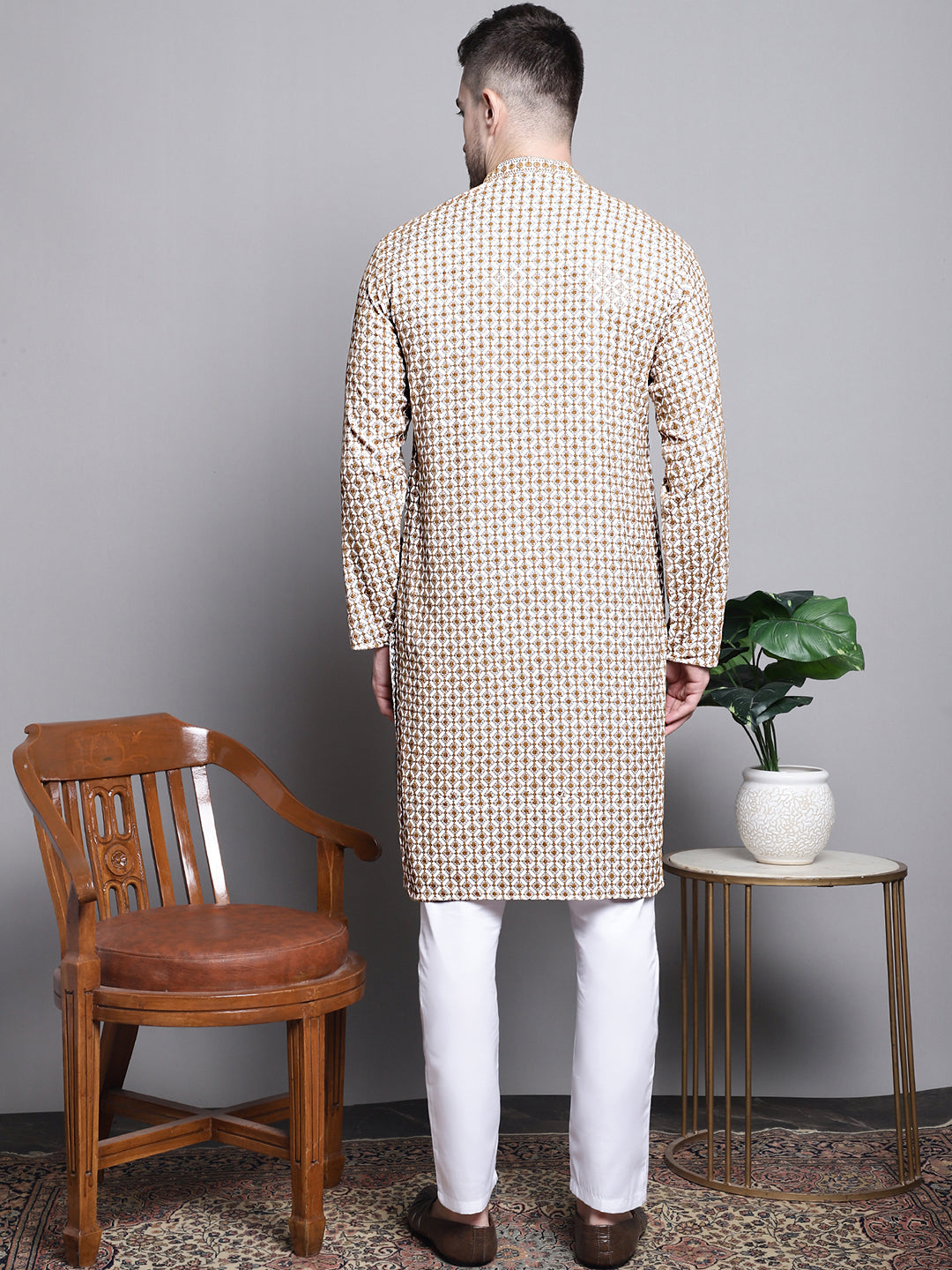 Sequin Embroidered Pure Cotton Kurta With Pyjamas