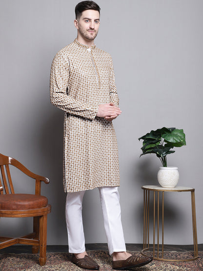 Sequin Embroidered Pure Cotton Kurta With Pyjamas