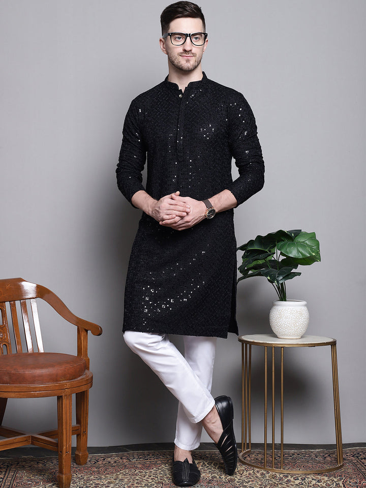 Sequin Embroidered Pure Cotton Kurta With Pyjamas