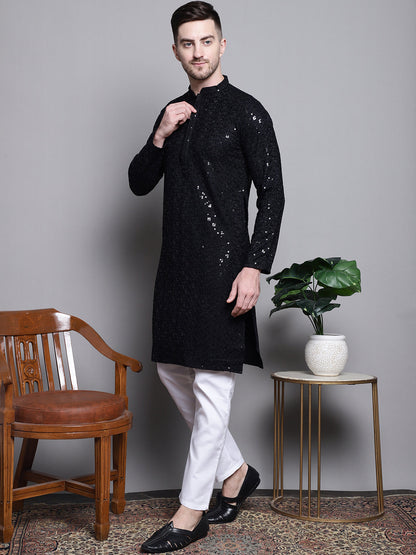 Sequin Embroidered Pure Cotton Kurta With Pyjamas