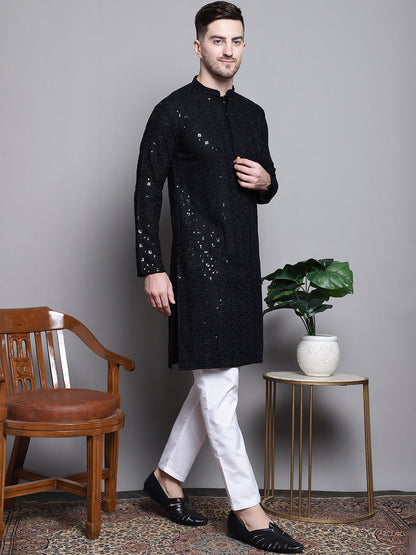 Sequin Embroidered Pure Cotton Kurta With Pyjamas