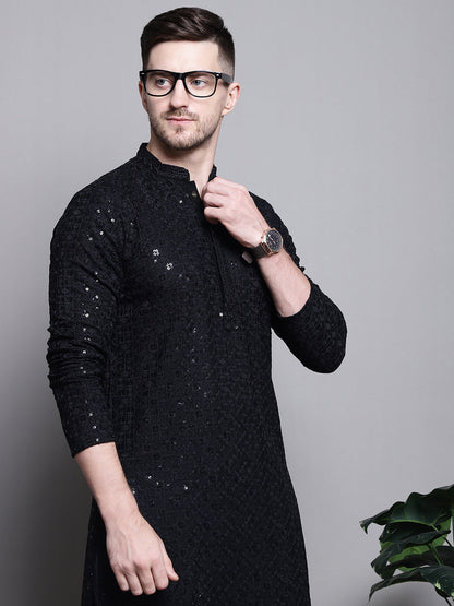 Sequin Embroidered Pure Cotton Kurta With Pyjamas