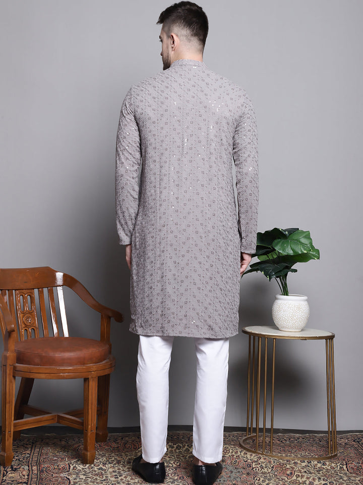 Sequin Embroidered Pure Cotton Kurta With Pyjamas