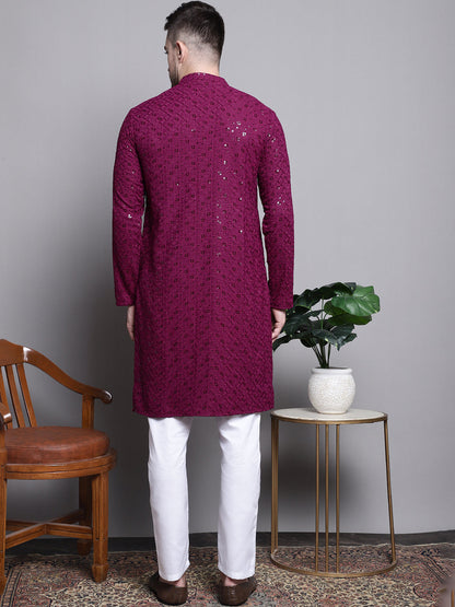Sequin Embroidered Pure Cotton Kurta With Pyjamas