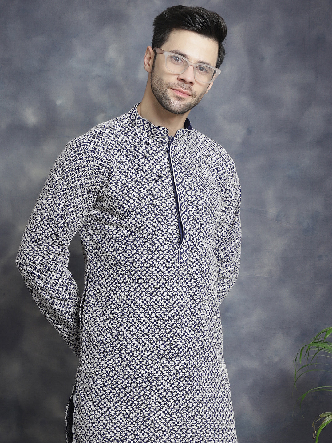 Sequin Embroidered Pure Cotton Kurta With Pyjamas