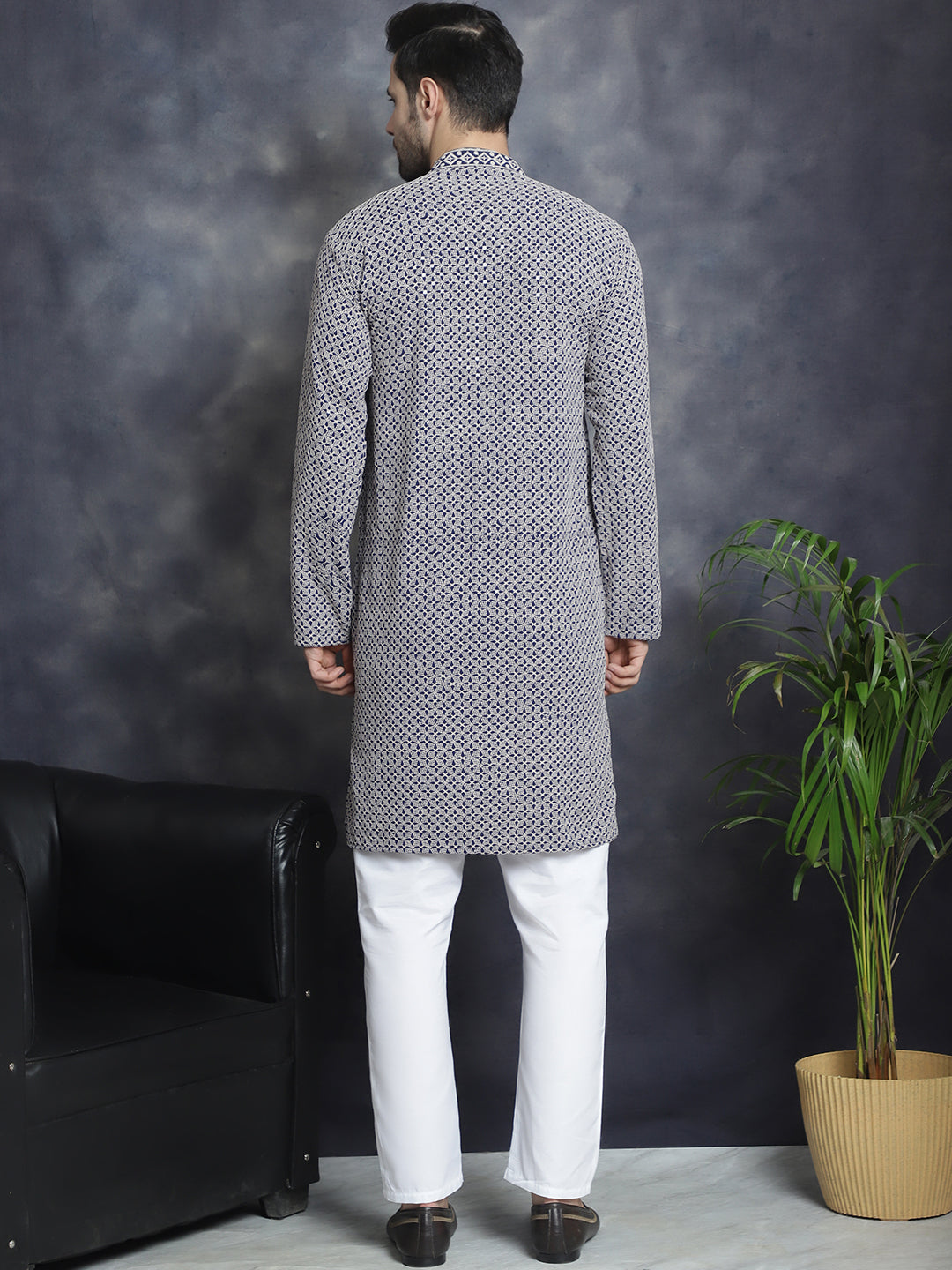 Sequin Embroidered Pure Cotton Kurta With Pyjamas