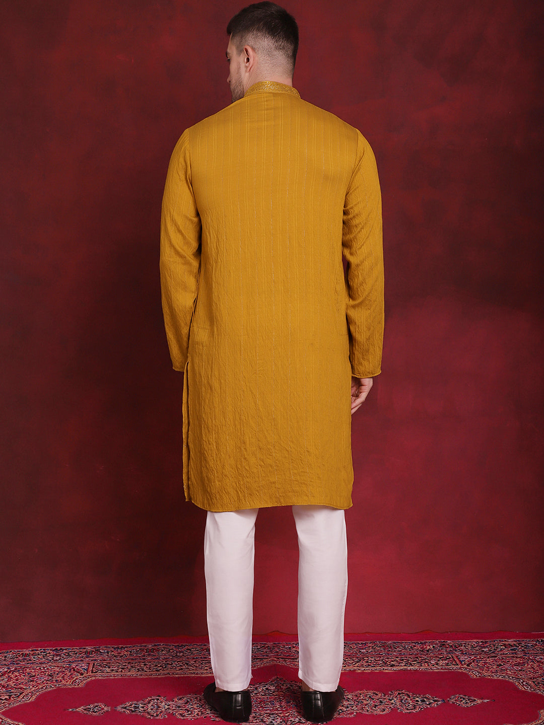 Sequins Embroidered Kurta Pyjama Set For Men