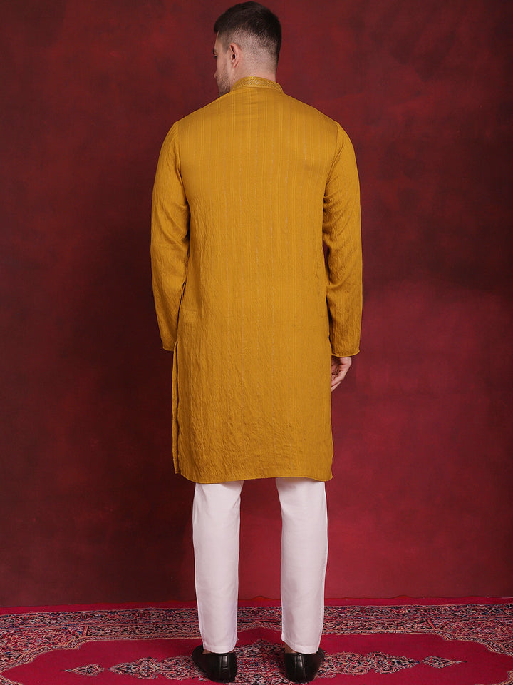 Sequins Embroidered Kurta Pyjama Set For Men