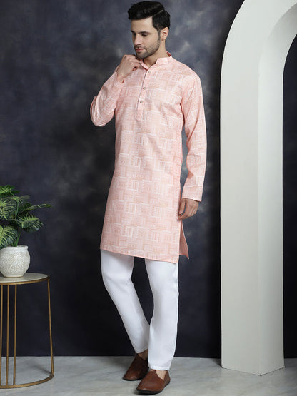 Men'S Printed Kurta With Churidar