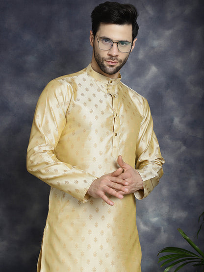 Woven Design Silk Blend Kurta With Pyjama
