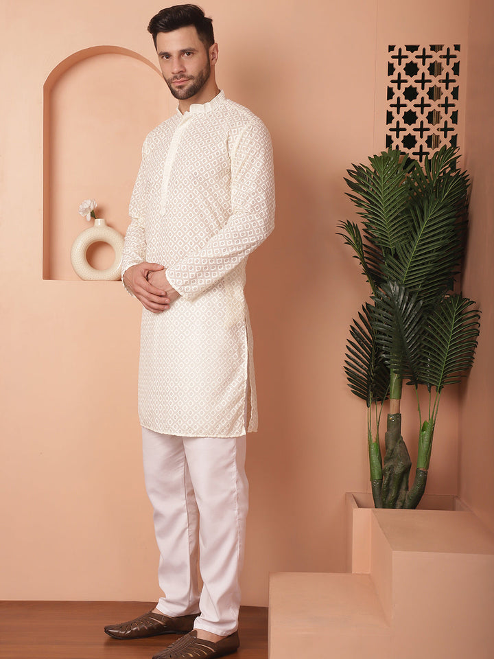 Chikankari Pure Cotton Kurta With Churidar