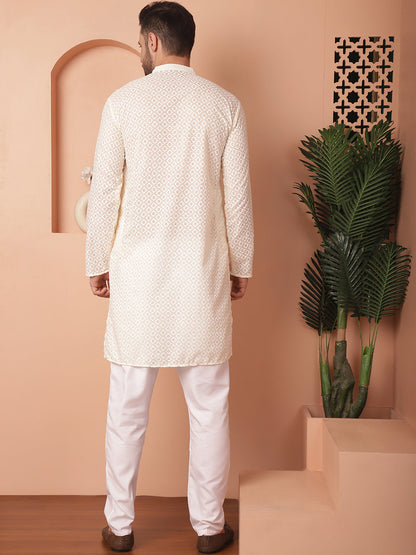 Chikankari Pure Cotton Kurta With Churidar