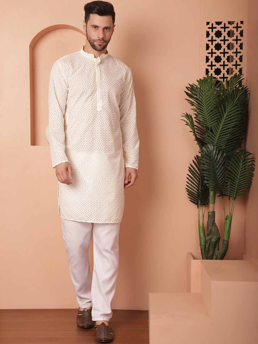 Chikankari Pure Cotton Kurta With Churidar
