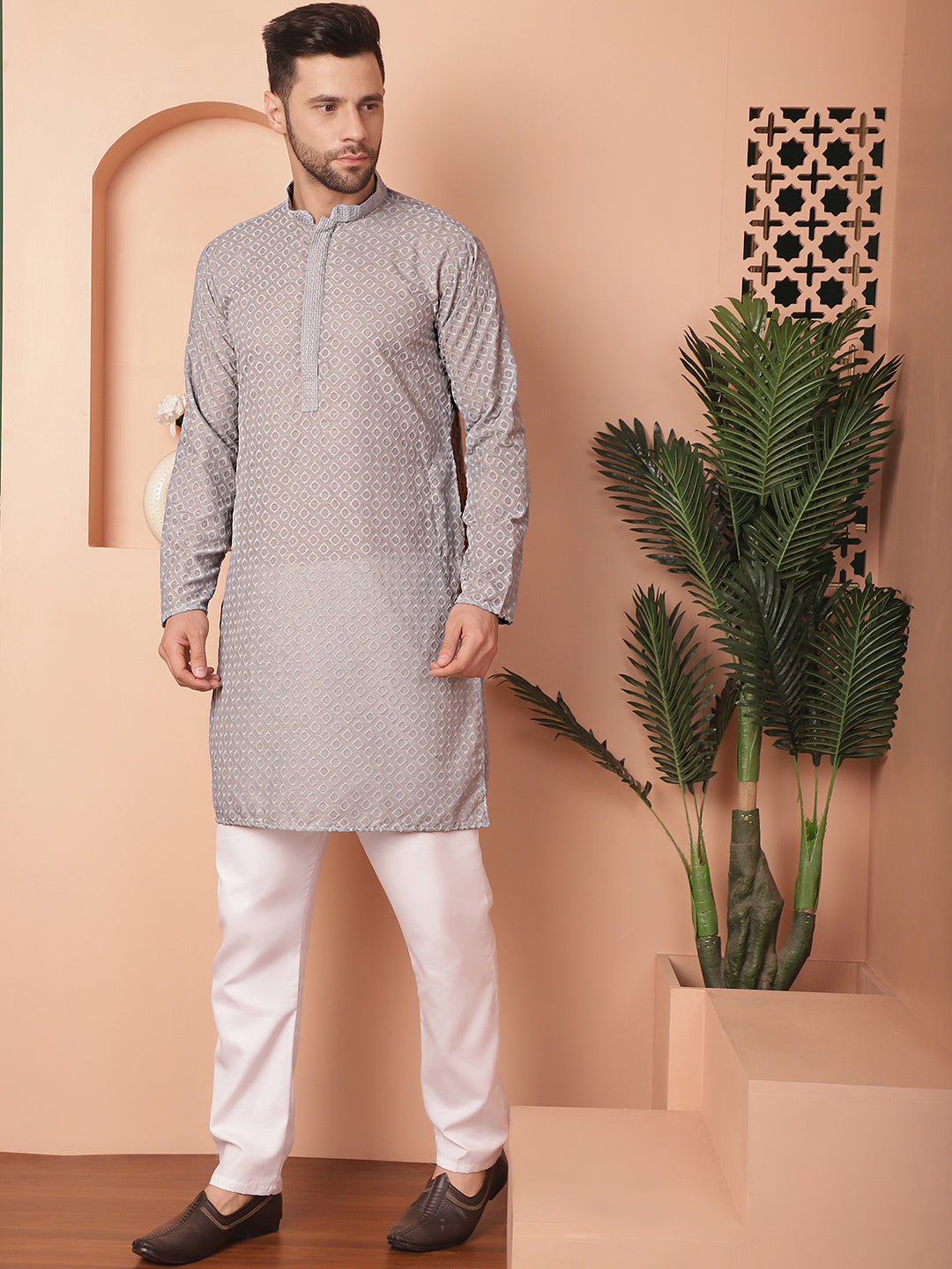 Chikankari Pure Cotton Kurta With Churidar