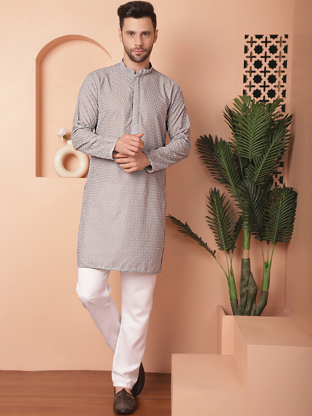 Chikankari Pure Cotton Kurta With Churidar
