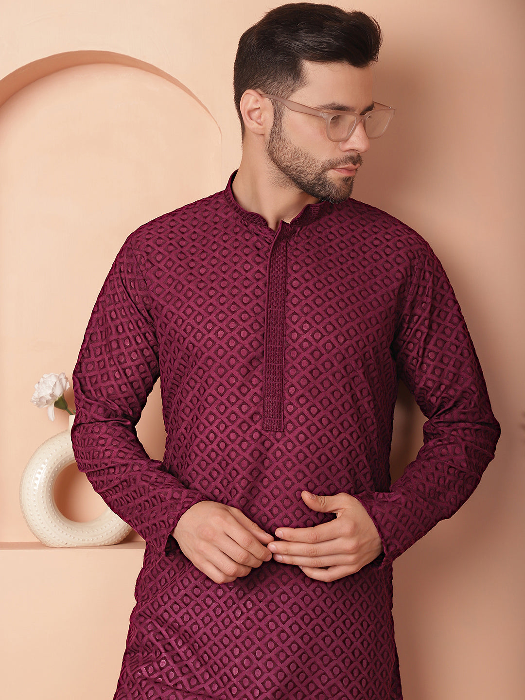 Chikankari Pure Cotton Kurta With Churidar
