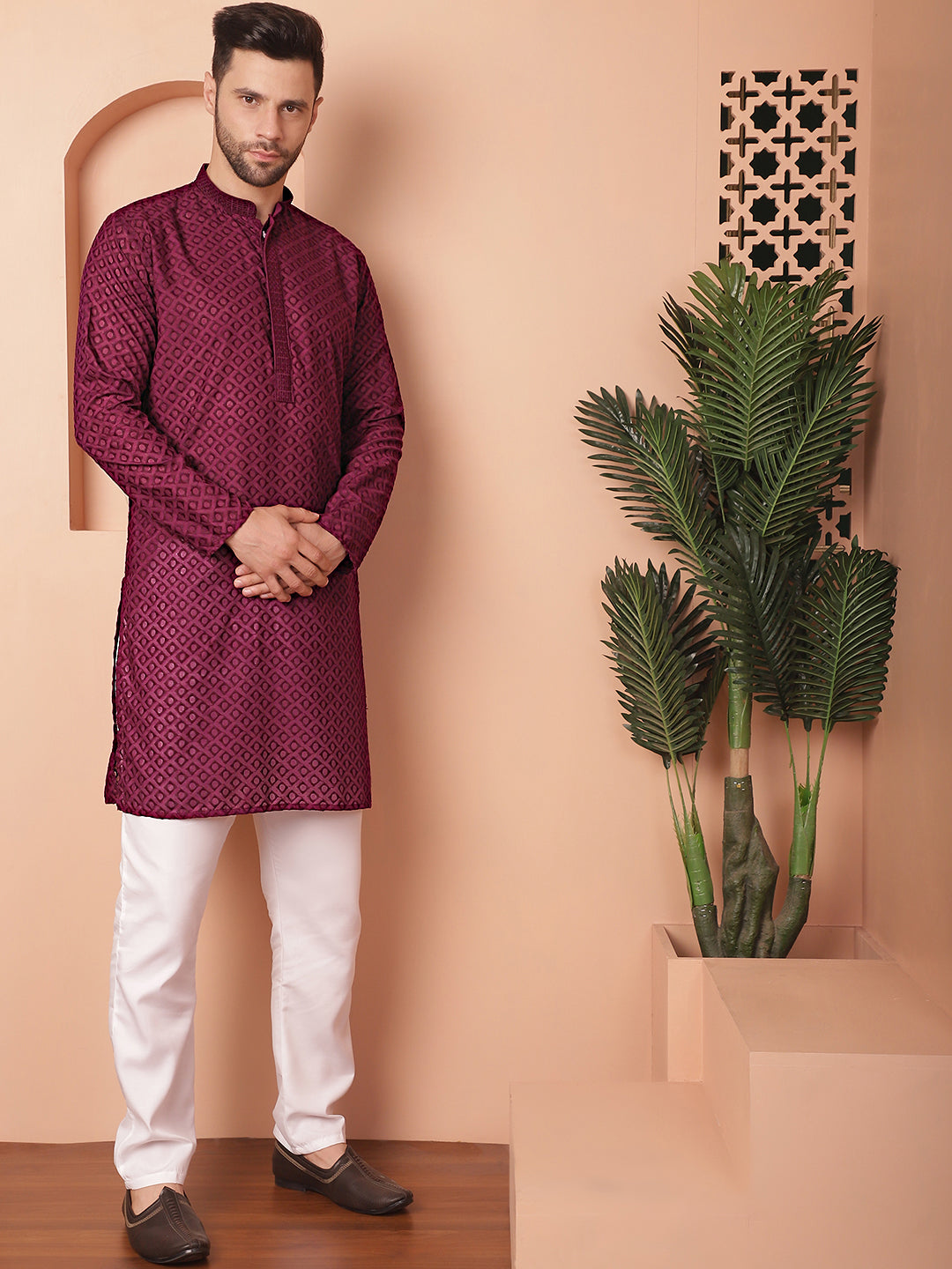 Chikankari Pure Cotton Kurta With Churidar