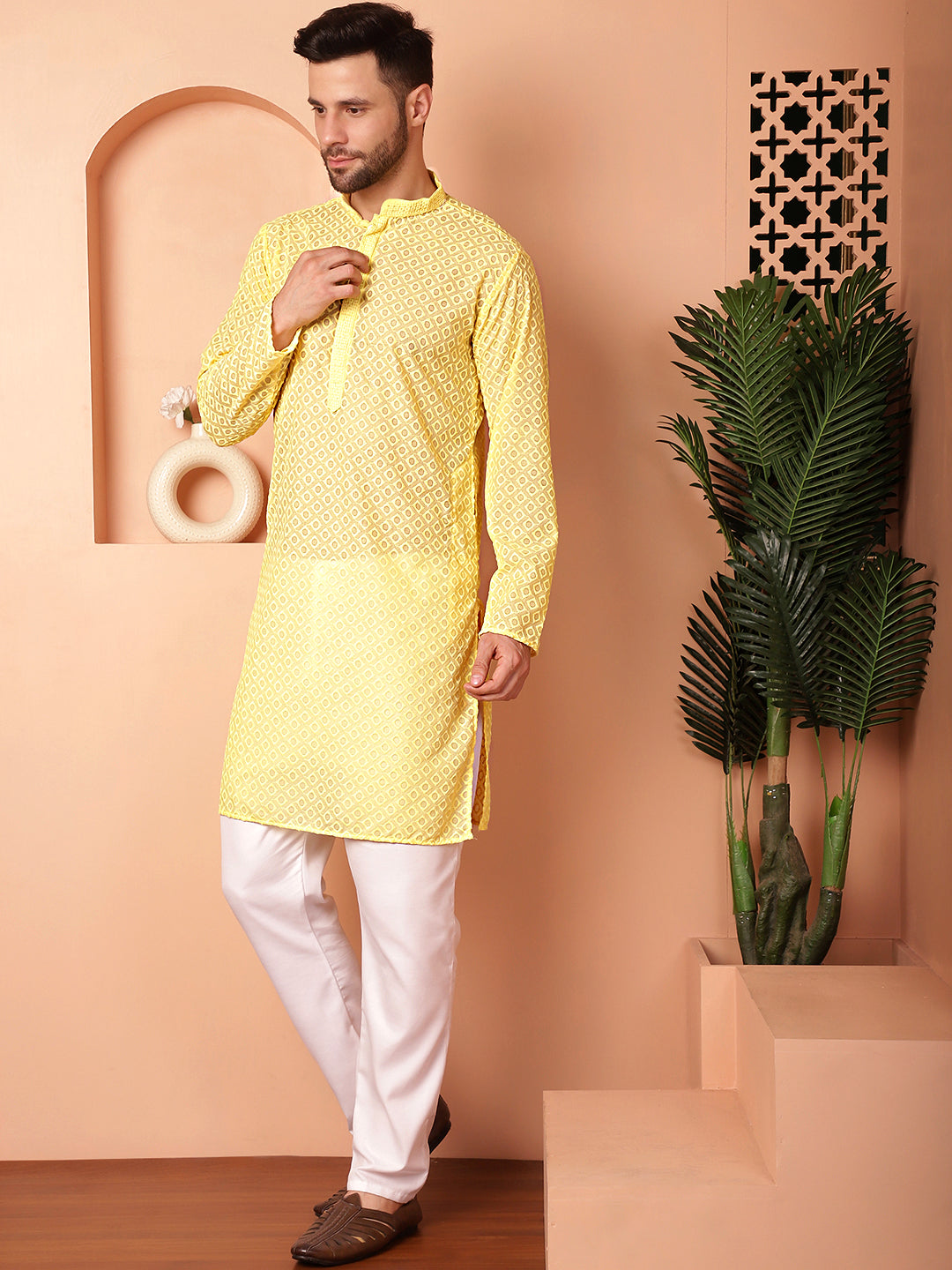 Chikankari Pure Cotton Kurta With Churidar