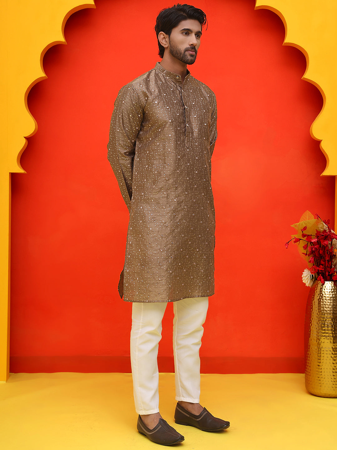 Embroidered Mirror Work Kurta Payjama Sets.
