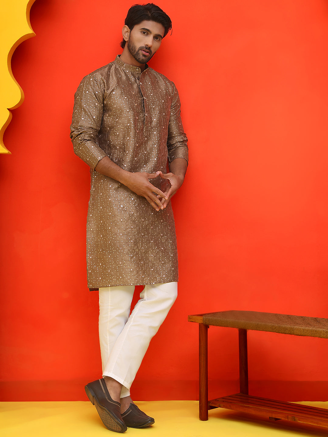 Embroidered Mirror Work Kurta Payjama Sets.