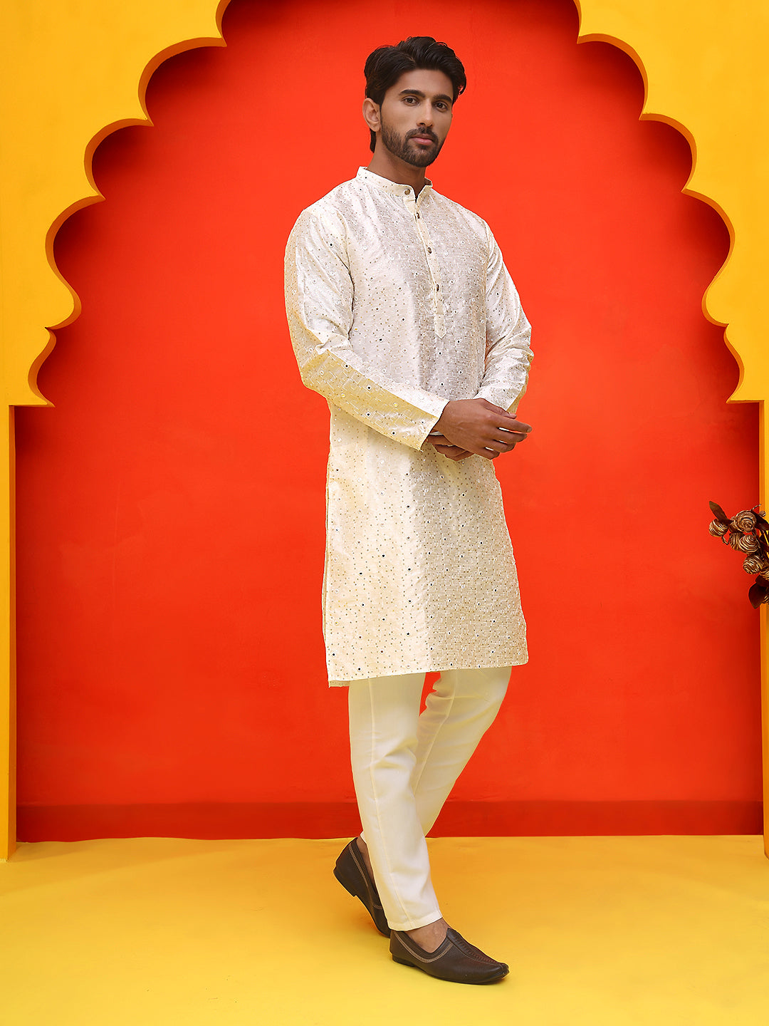 Embroidered Mirror Work Kurta Payjama Sets.