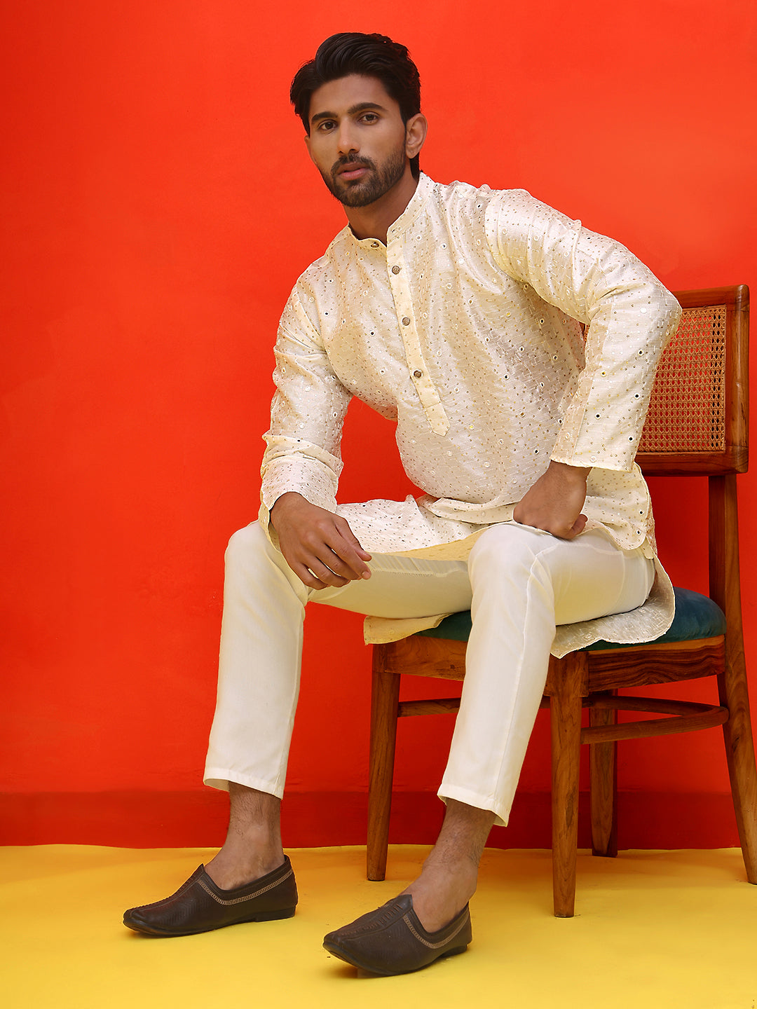Embroidered Mirror Work Kurta Payjama Sets.