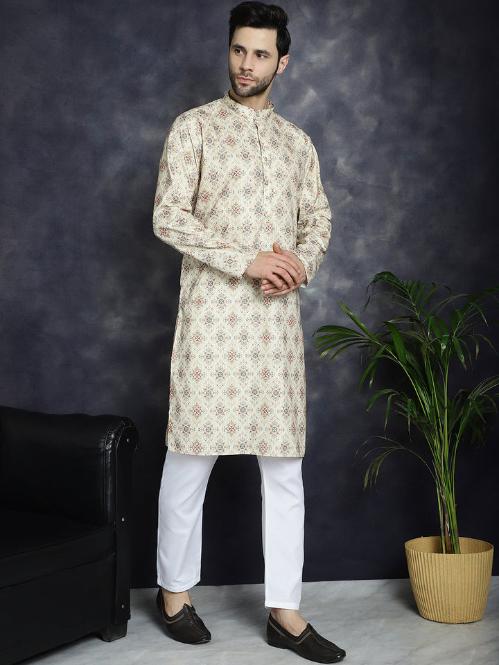 Golden Foil Printed Kurta With Pyjama