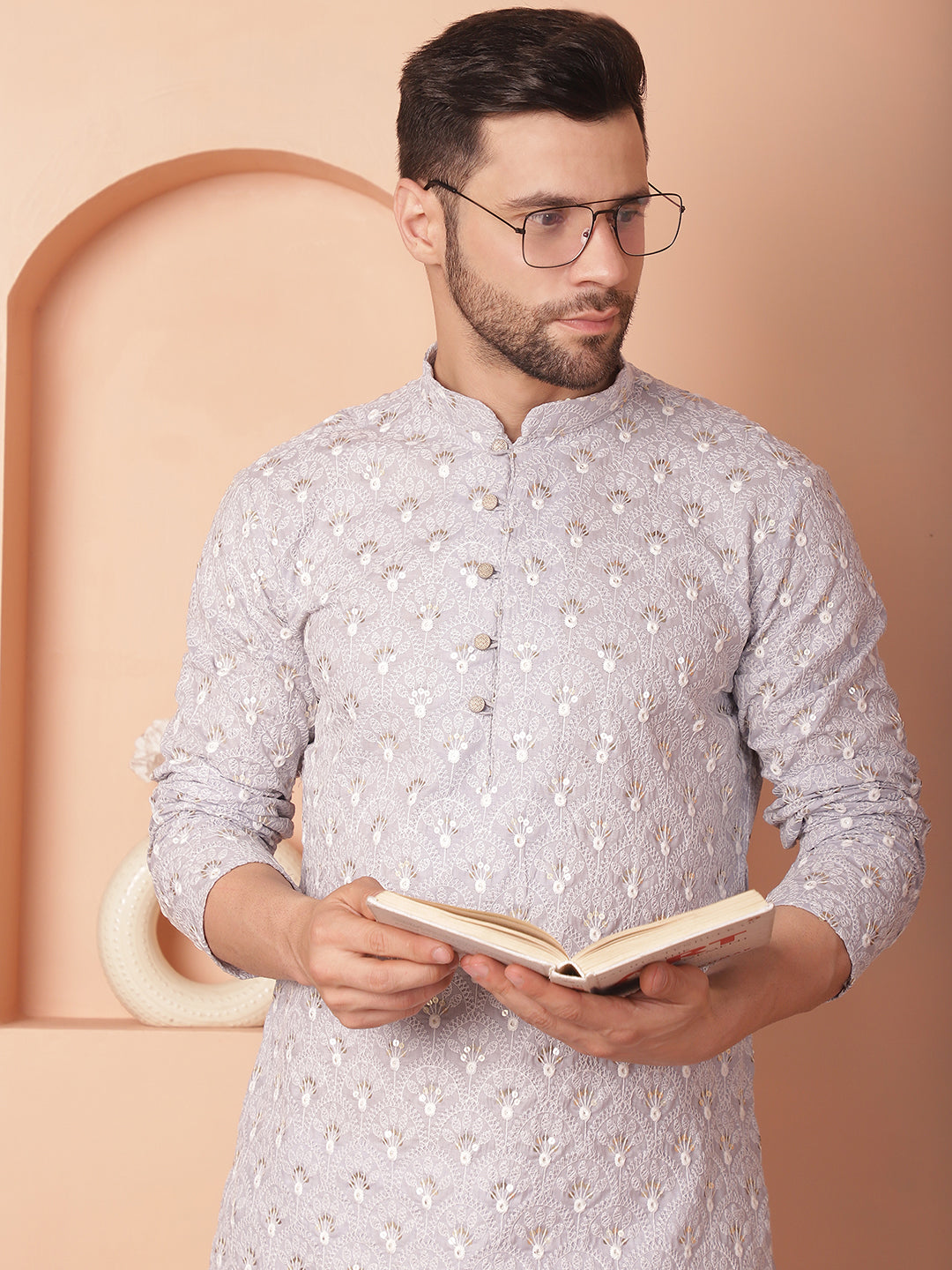 Chikankari Pure Cotton Kurta With Pyjama.