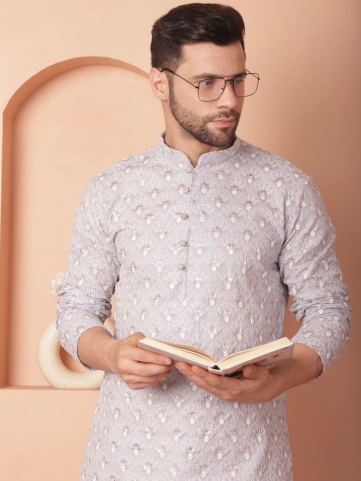 Chikankari Pure Cotton Kurta With Pyjama.