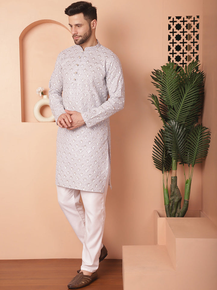 Chikankari Pure Cotton Kurta With Pyjama.