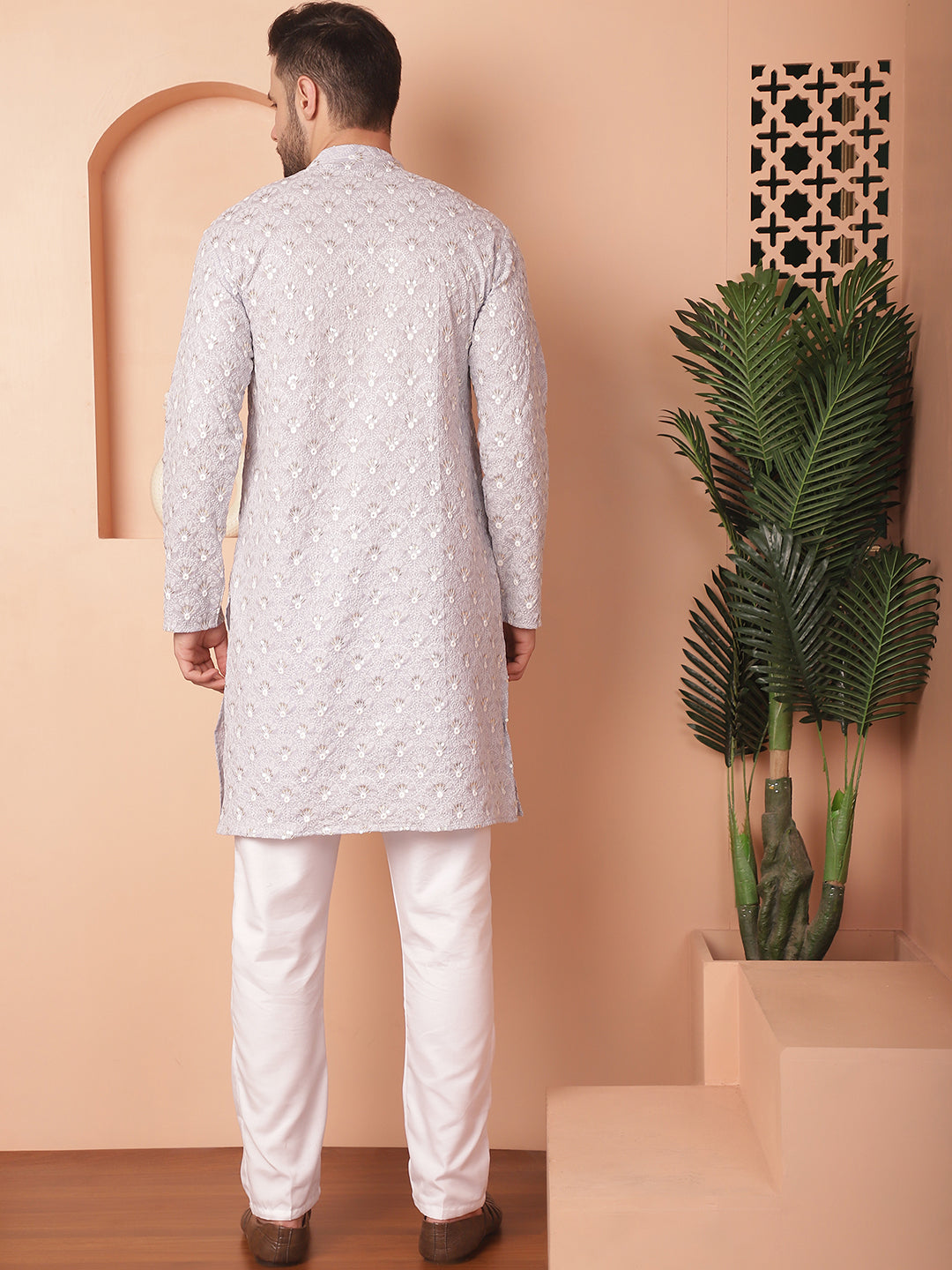 Chikankari Pure Cotton Kurta With Pyjama.