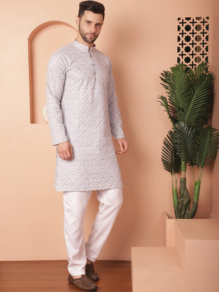 Chikankari Pure Cotton Kurta With Pyjama.