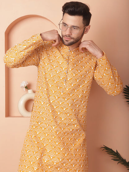 Chikankari Pure Cotton Kurta With Pyjama.