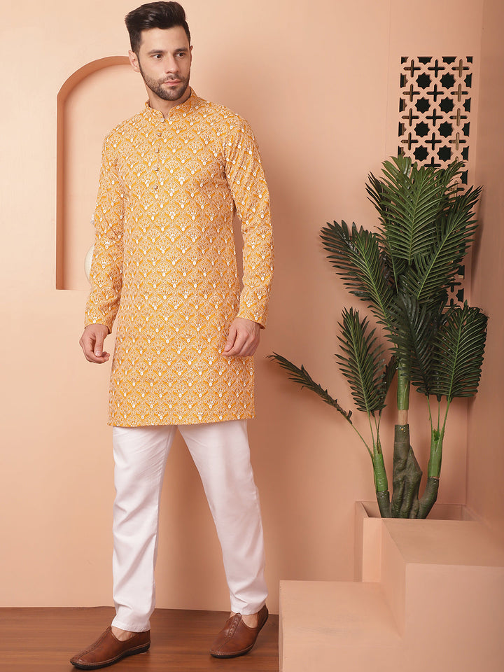 Chikankari Pure Cotton Kurta With Pyjama.
