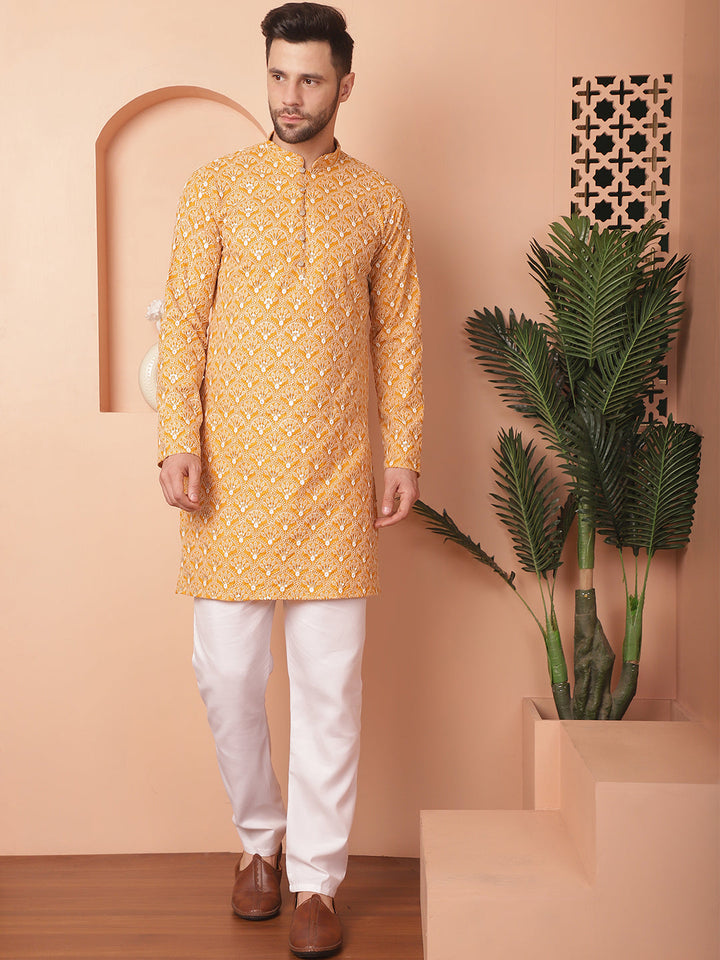 Chikankari Pure Cotton Kurta With Pyjama.