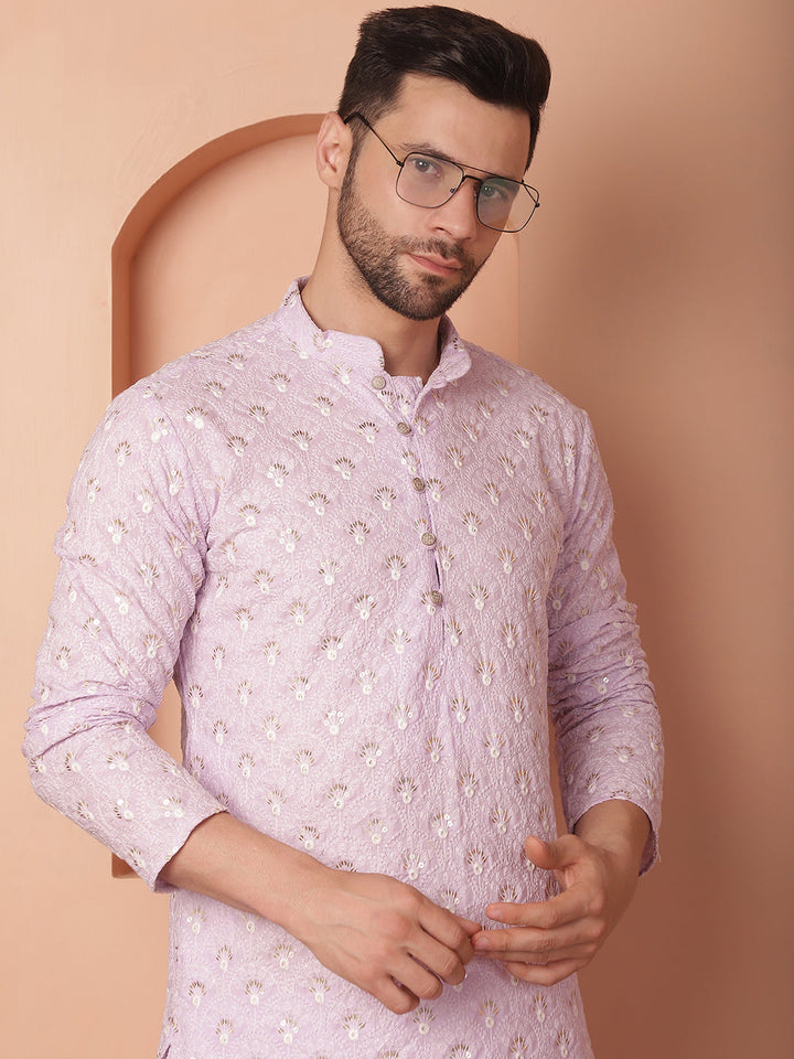 Chikankari Pure Cotton Kurta With Pyjama.