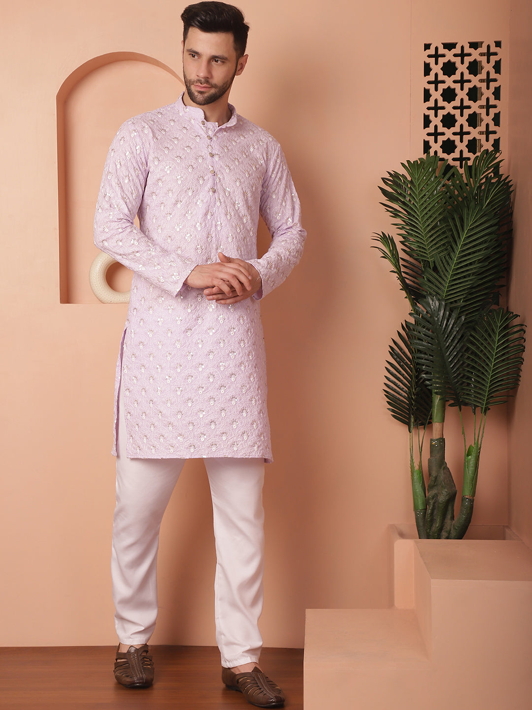 Chikankari Pure Cotton Kurta With Pyjama.