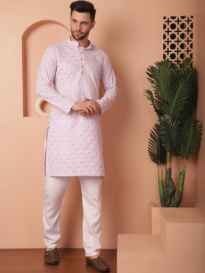 Chikankari Pure Cotton Kurta With Pyjama.