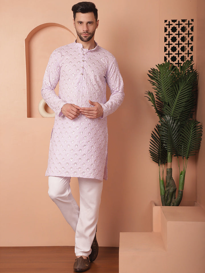 Chikankari Pure Cotton Kurta With Pyjama.