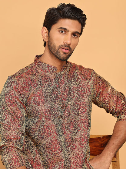 Men'S Silk Blend Straight Kurta Pyjama Set