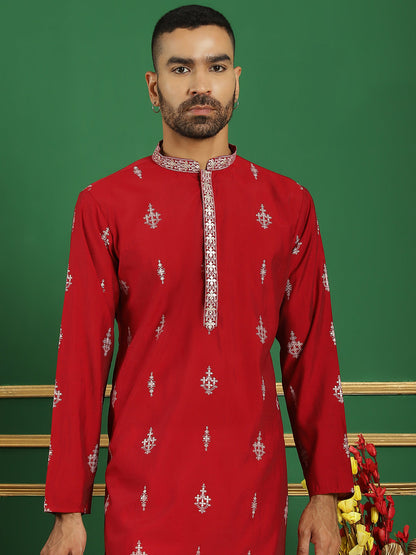 Men'S Foil Printed Kurta With Pyjama.