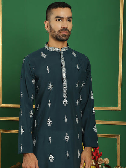 Men'S Foil Printed Kurta With Pyjama.