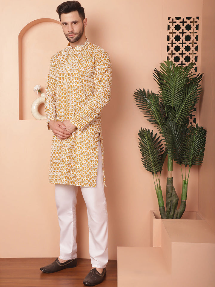 Chikankari Pure Cotton Kurta With Pyjama.