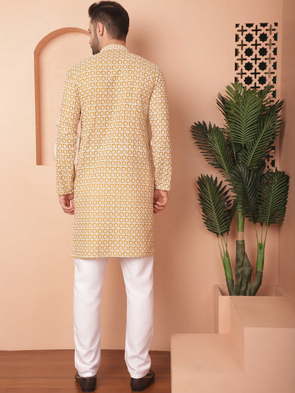 Chikankari Pure Cotton Kurta With Pyjama.