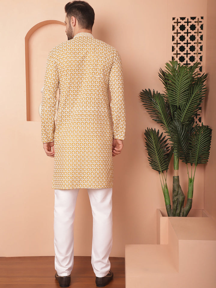 Chikankari Pure Cotton Kurta With Pyjama.