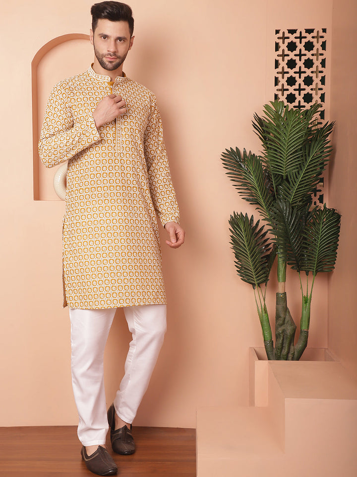 Chikankari Pure Cotton Kurta With Pyjama.
