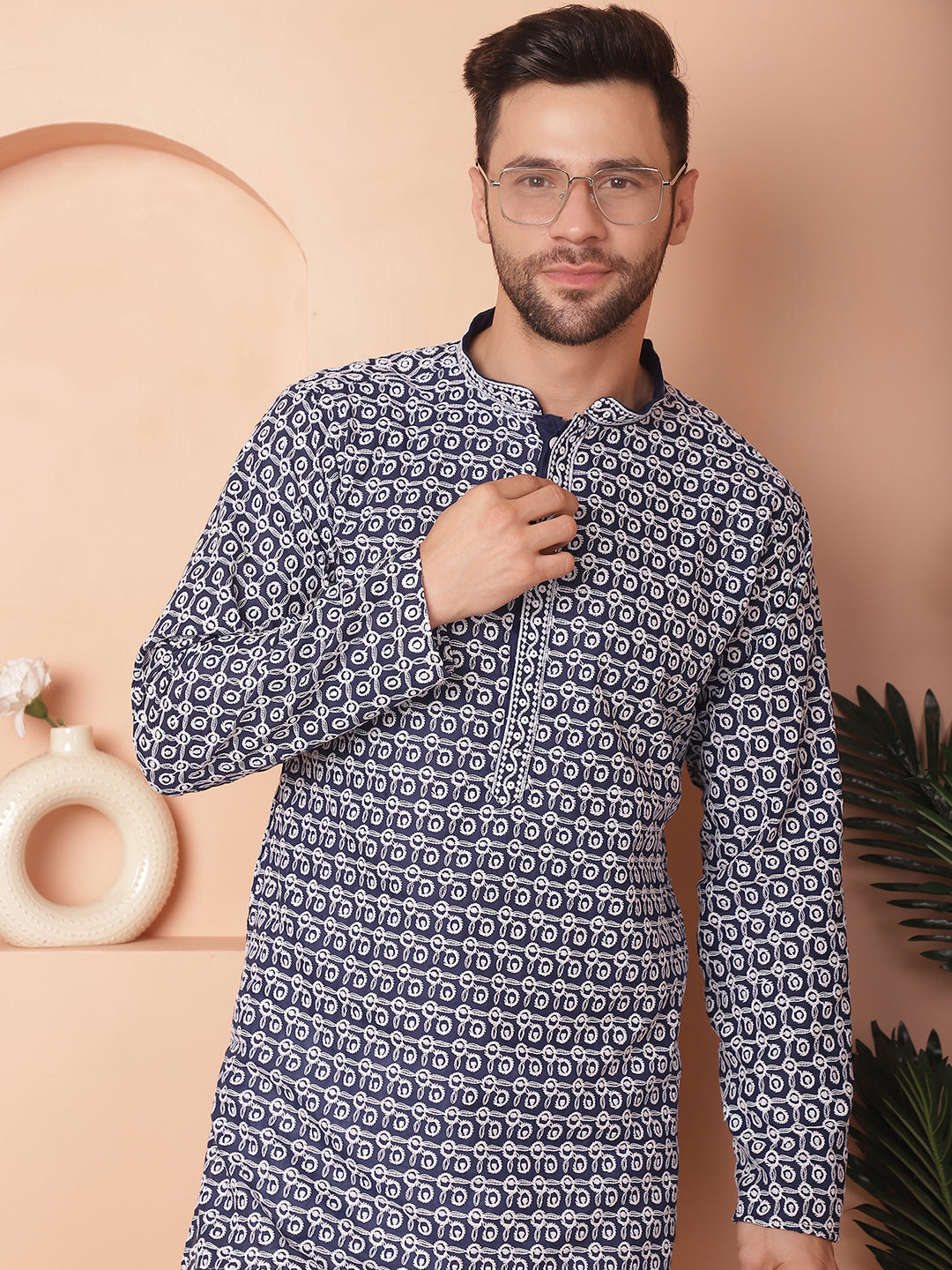 Chikankari Pure Cotton Kurta With Pyjama.