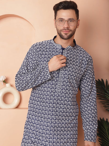 Chikankari Pure Cotton Kurta With Pyjama.