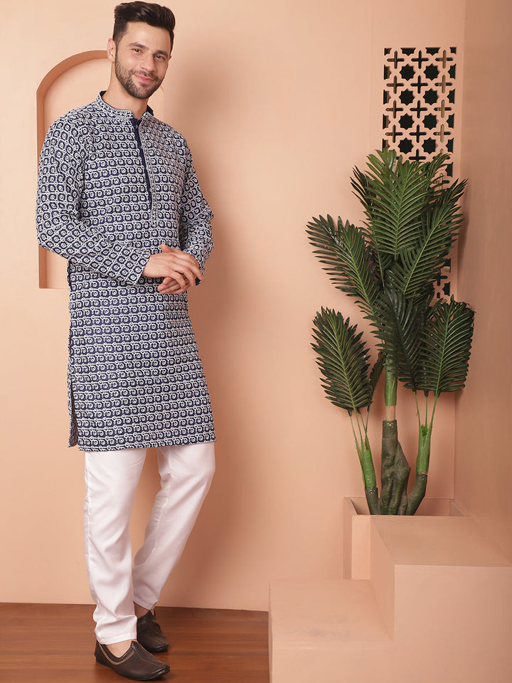 Chikankari Pure Cotton Kurta With Pyjama.
